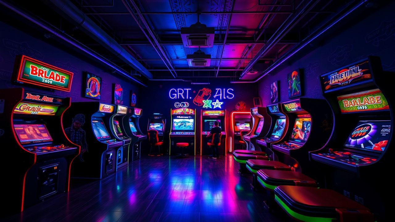Legendary Arcade Cabinet Glow Neon Dreams