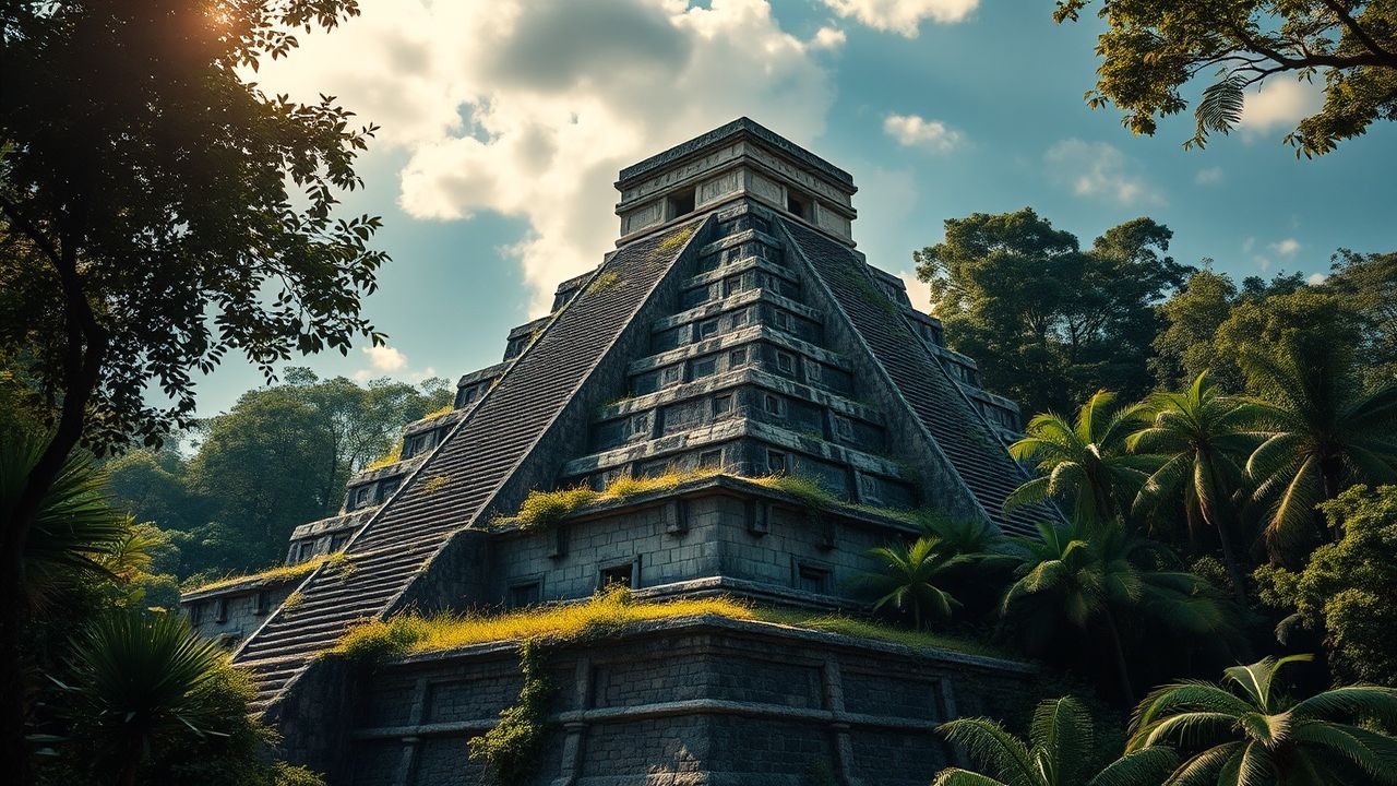 Serene Mayan Pyramid Jungle Ruins
