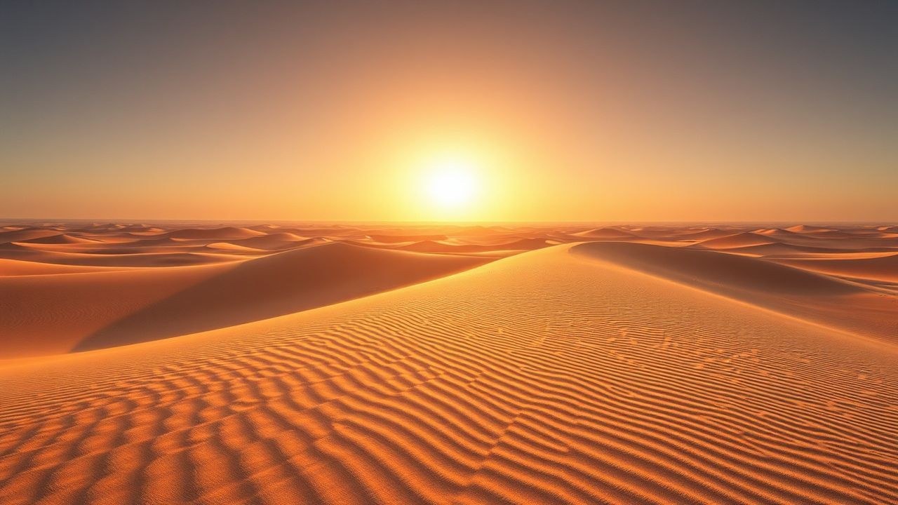 Dreamlike Sahara Dunes Ripples in Golden Light