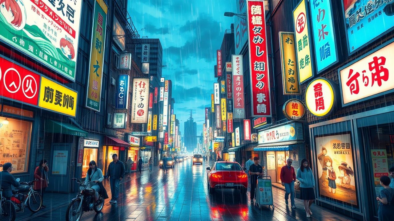 Fierce Tokyo Street Signs in the Rain