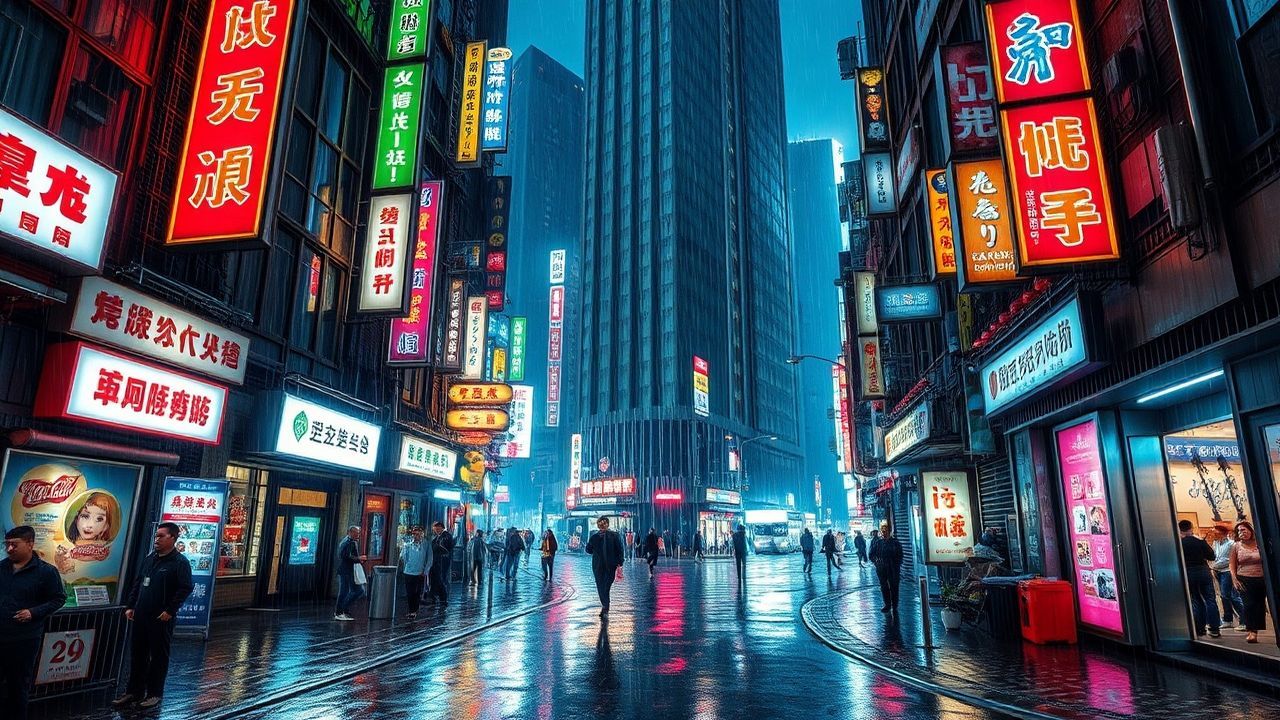 Golden Hong Kong Alley Neon Dreams