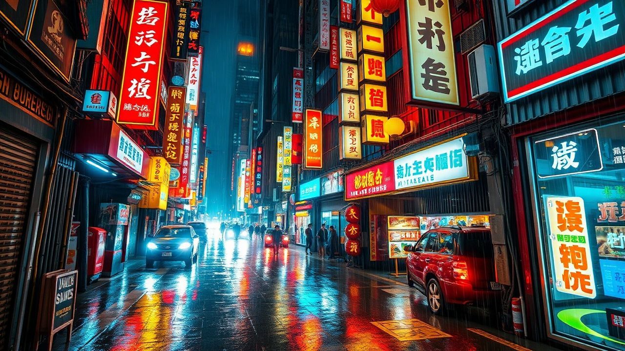Magnificent Hong Kong Alley Neon Dreams
