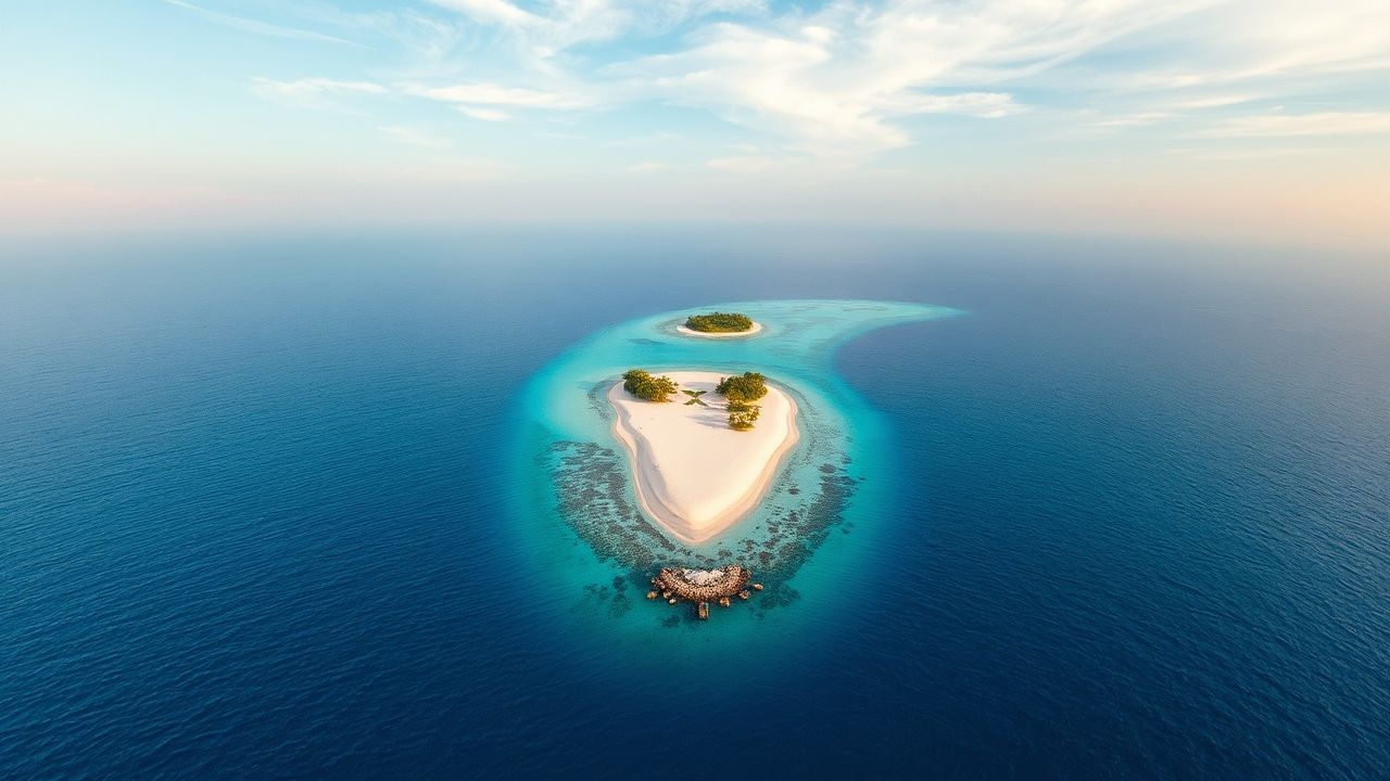 Dreamlike Maldives Sandbar Island from Above