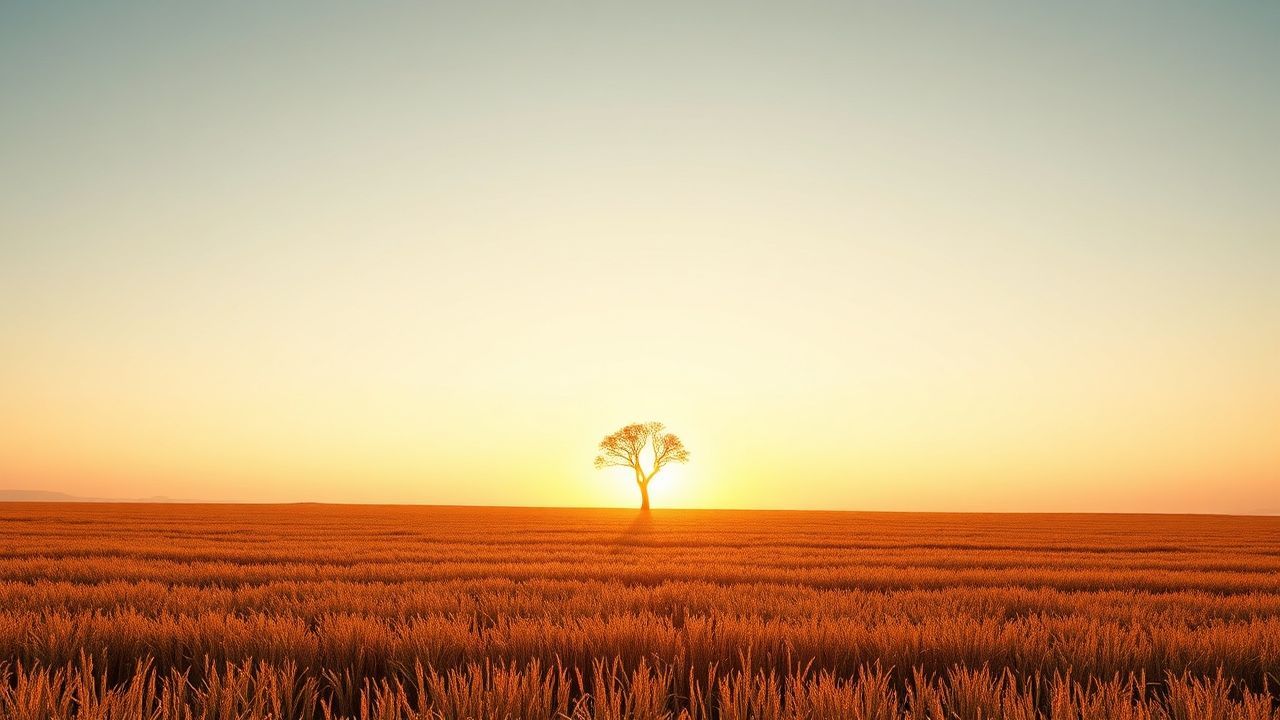 Pure Single Tree Horizon at Sunset