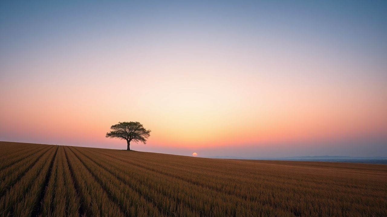 Magnificent Single Tree Horizon at Sunset