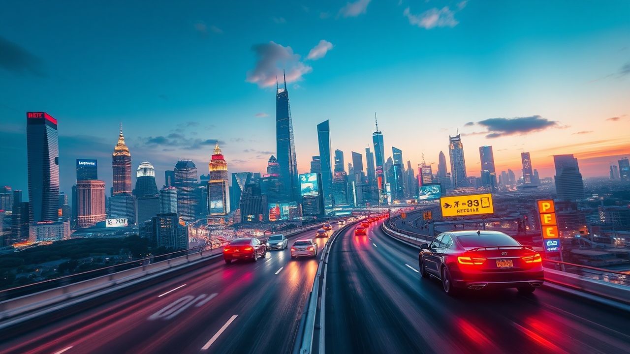 Majestic Flying Cars Traffic Neon Dreams