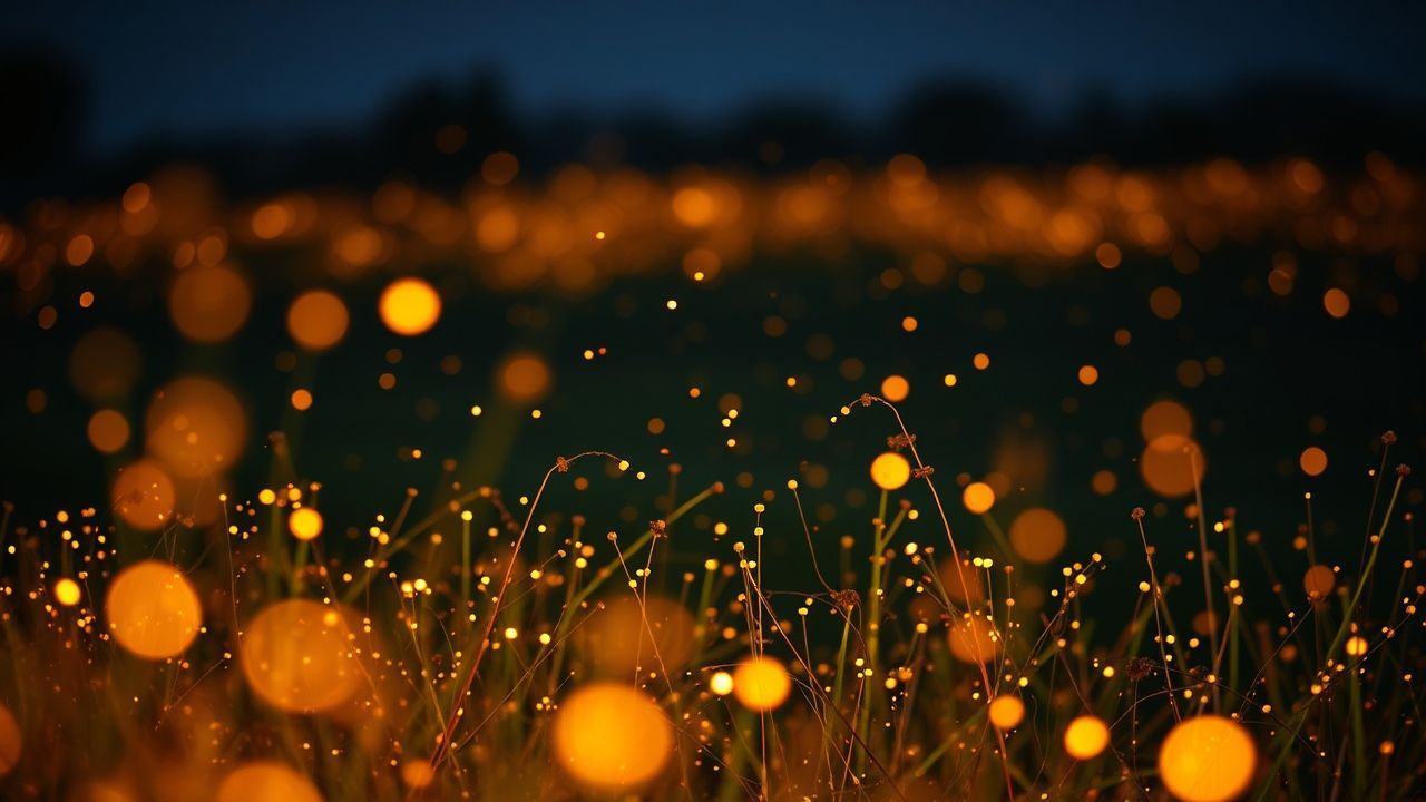 Cosmic Fireflies Field Warm by Night