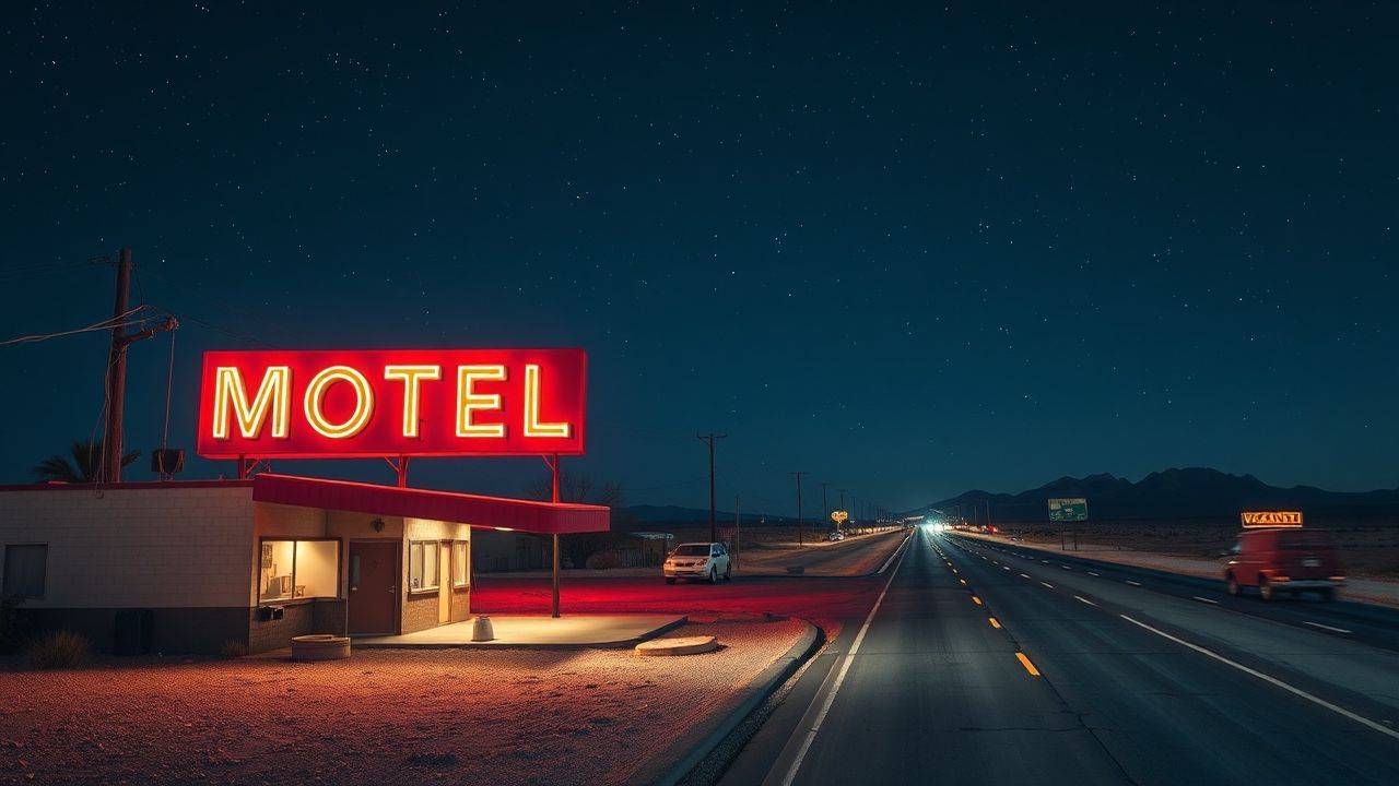 Haunting Motel Sign Vacancy Neon Dreams