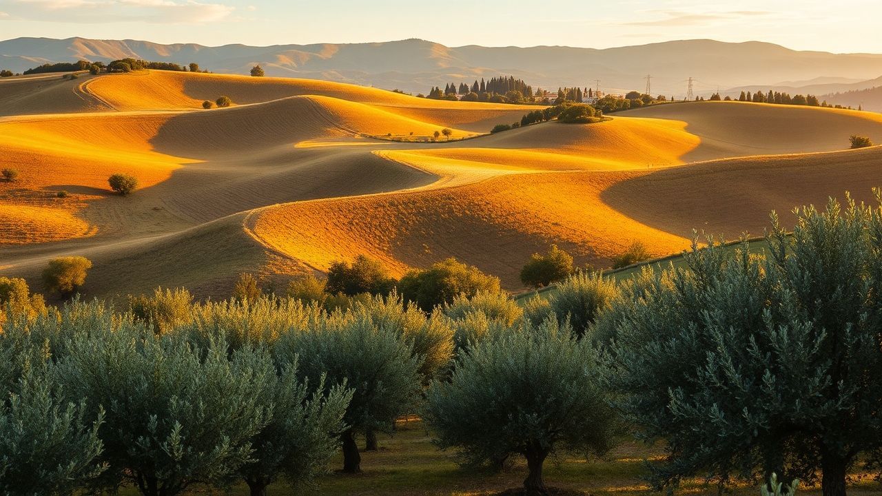Remarkable Tuscany Olive Grove in Golden Light