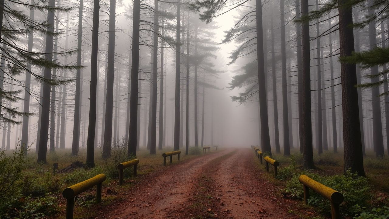 Stunning Foggy Pine Forest