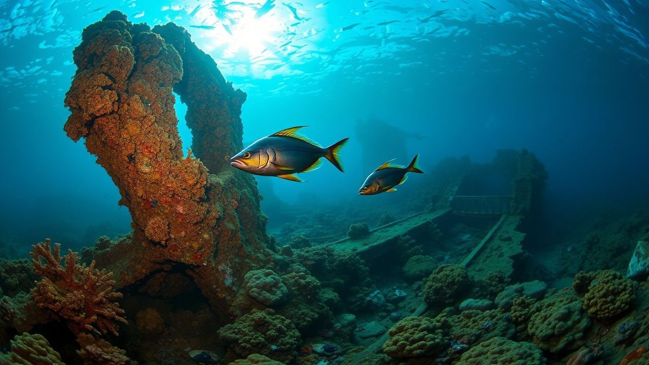 Vibrant Shipwreck Coral Encrusted