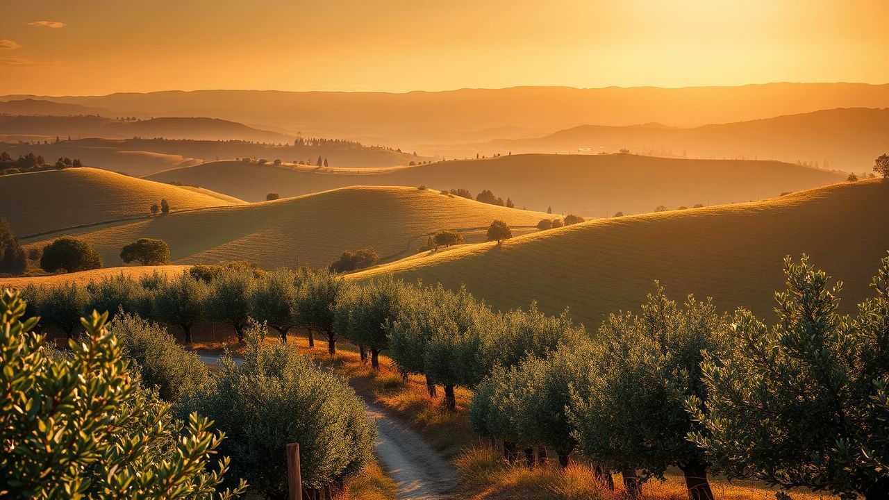 Exquisite Tuscany Olive Grove in Golden Light