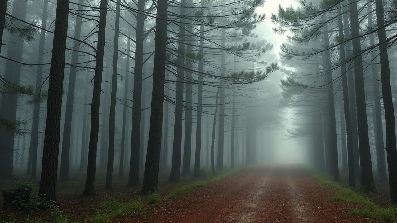 Radiant Foggy Pine Forest