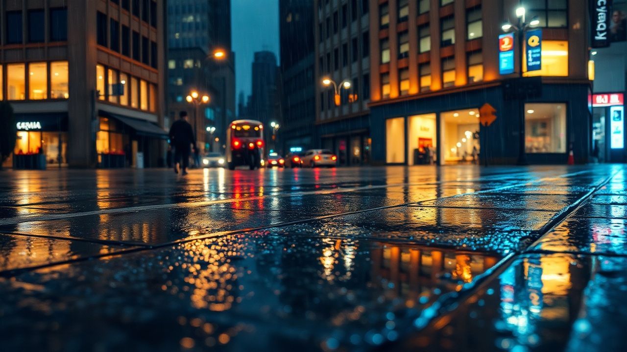 Enchanting Street Reflections Lights in the Rain