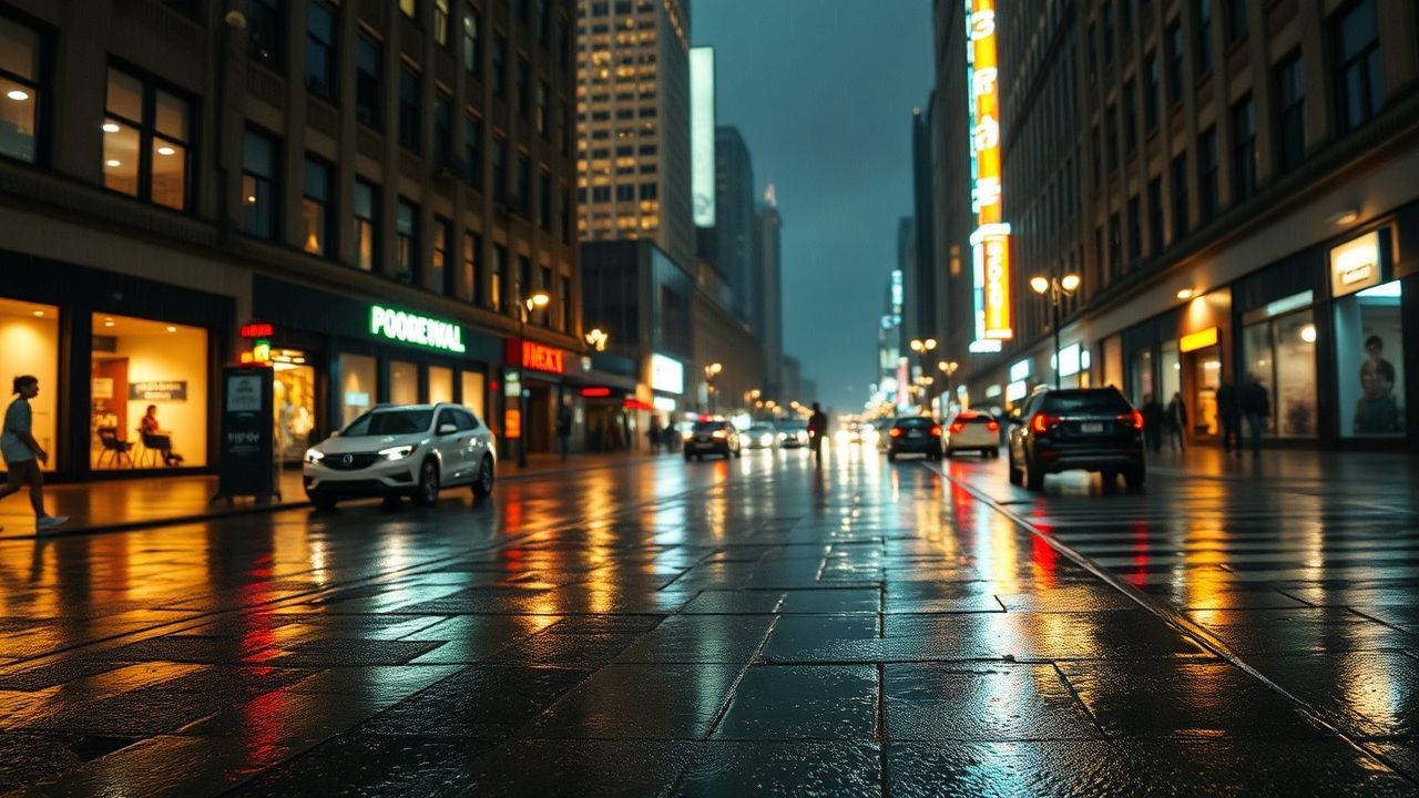 Ethereal Street Reflections Lights in the Rain