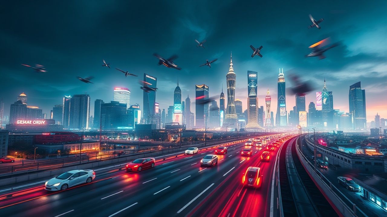 Stellar Flying Cars Traffic Neon Dreams