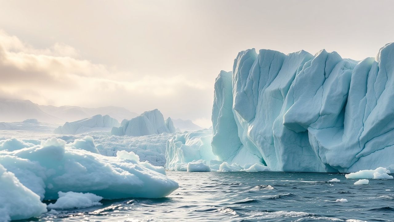 Serene Glacier Calving Ice Drama