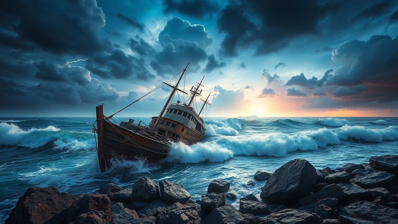 Stunning Shipwreck Stormy Seas Drama