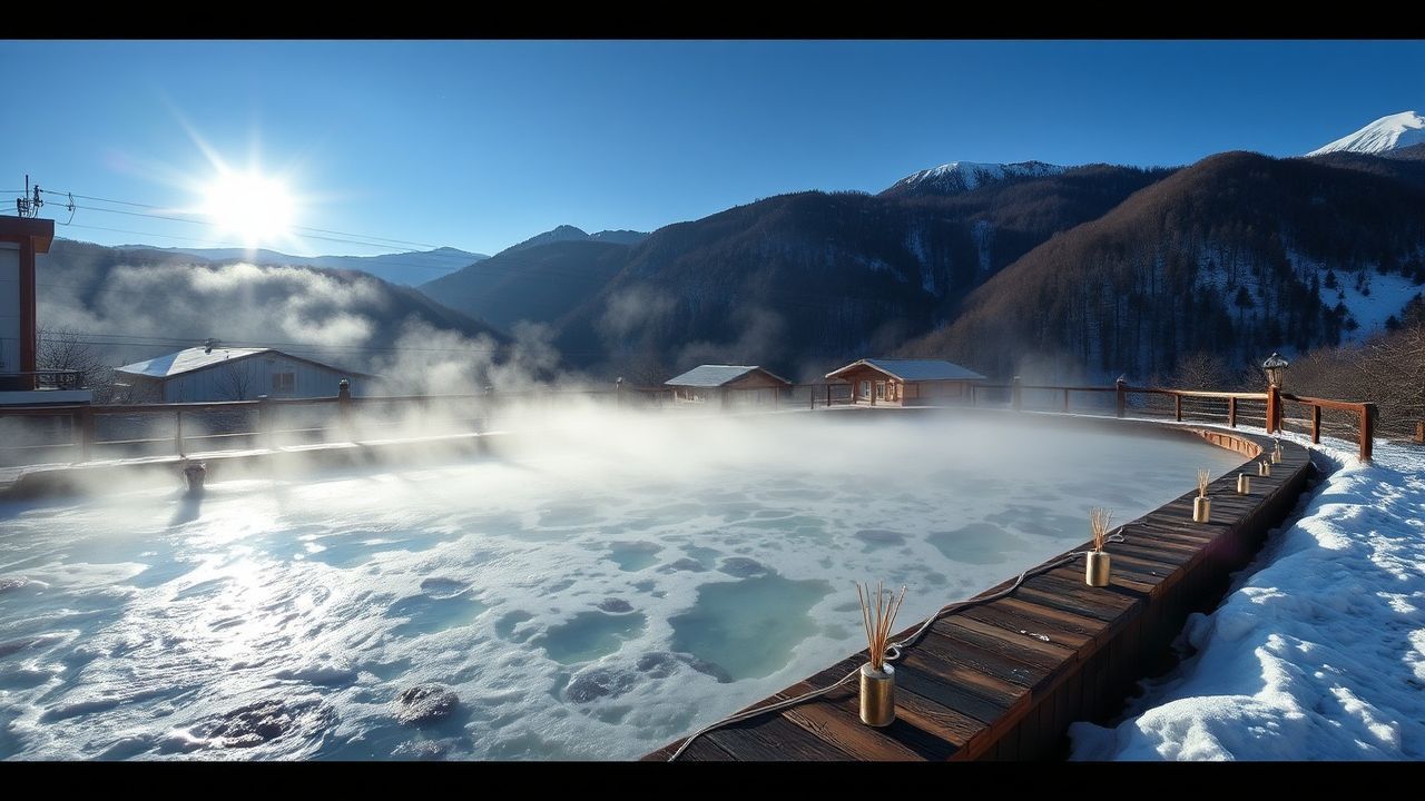 Striking Onsen Hot Outdoor in Spring