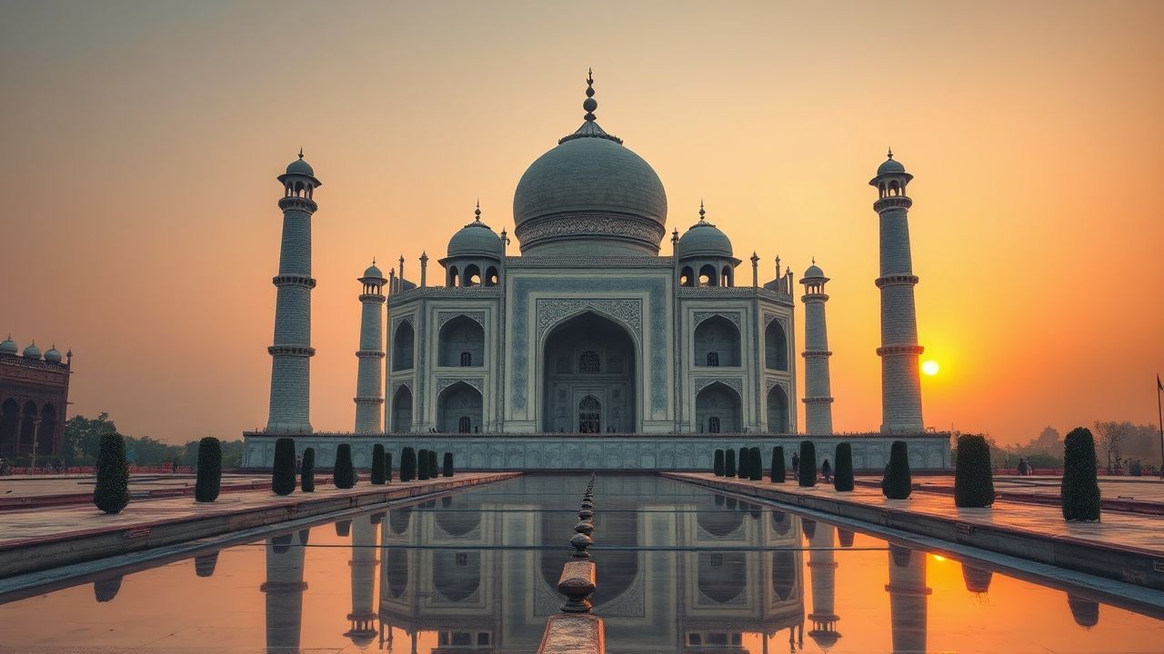 Dazzling Taj Mahal Symmetry at Sunrise