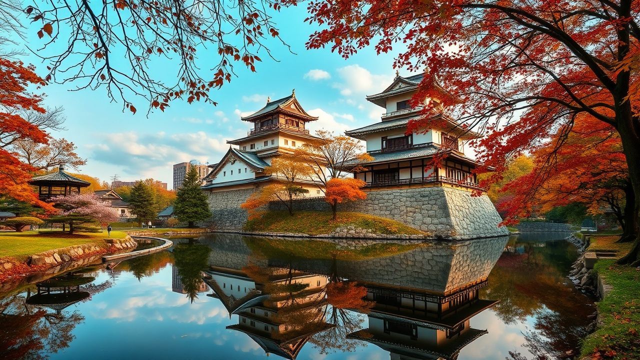 Dazzling Japanese Castle Maple in Autumn