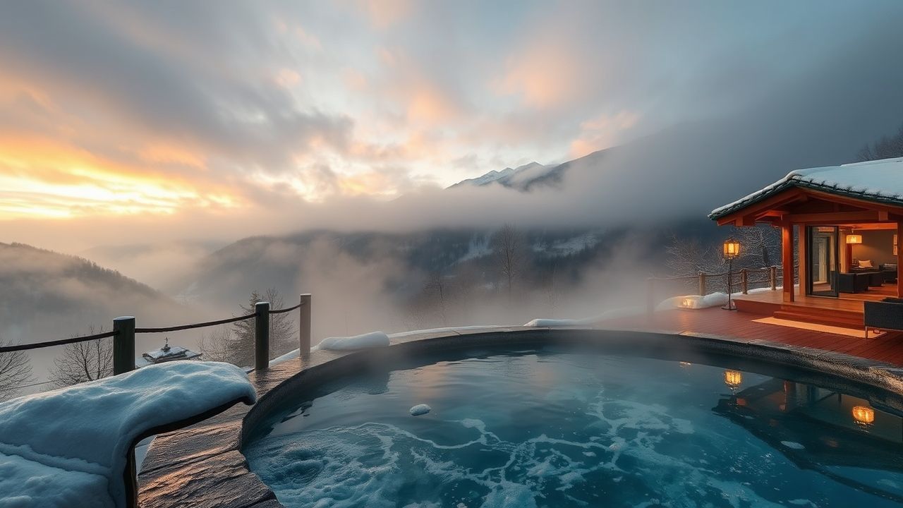 Vibrant Onsen Hot Outdoor in Spring