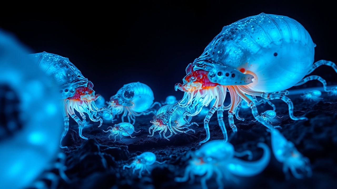 Lustrous Bioluminescent Deep Creatures Glow
