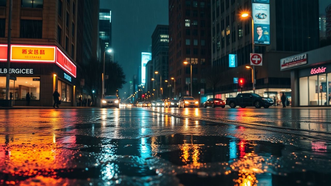 Alluring Street Reflections Lights in the Rain