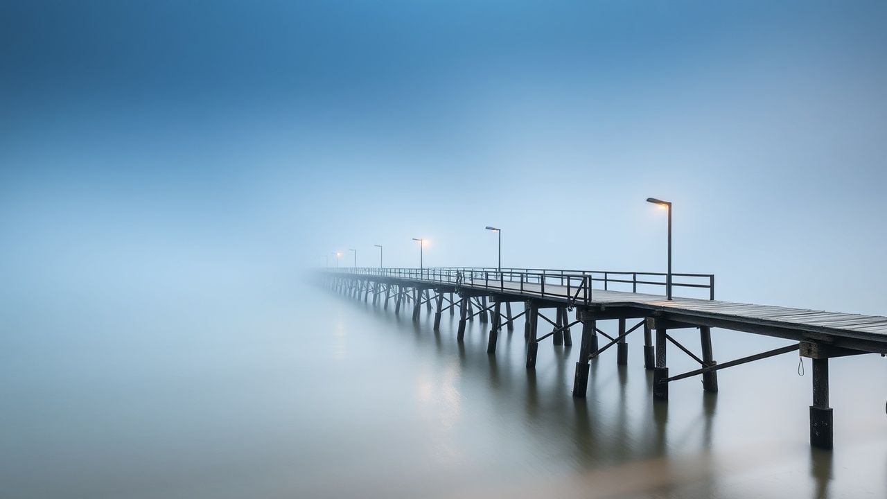 Lustrous Foggy Pier Disappearing
