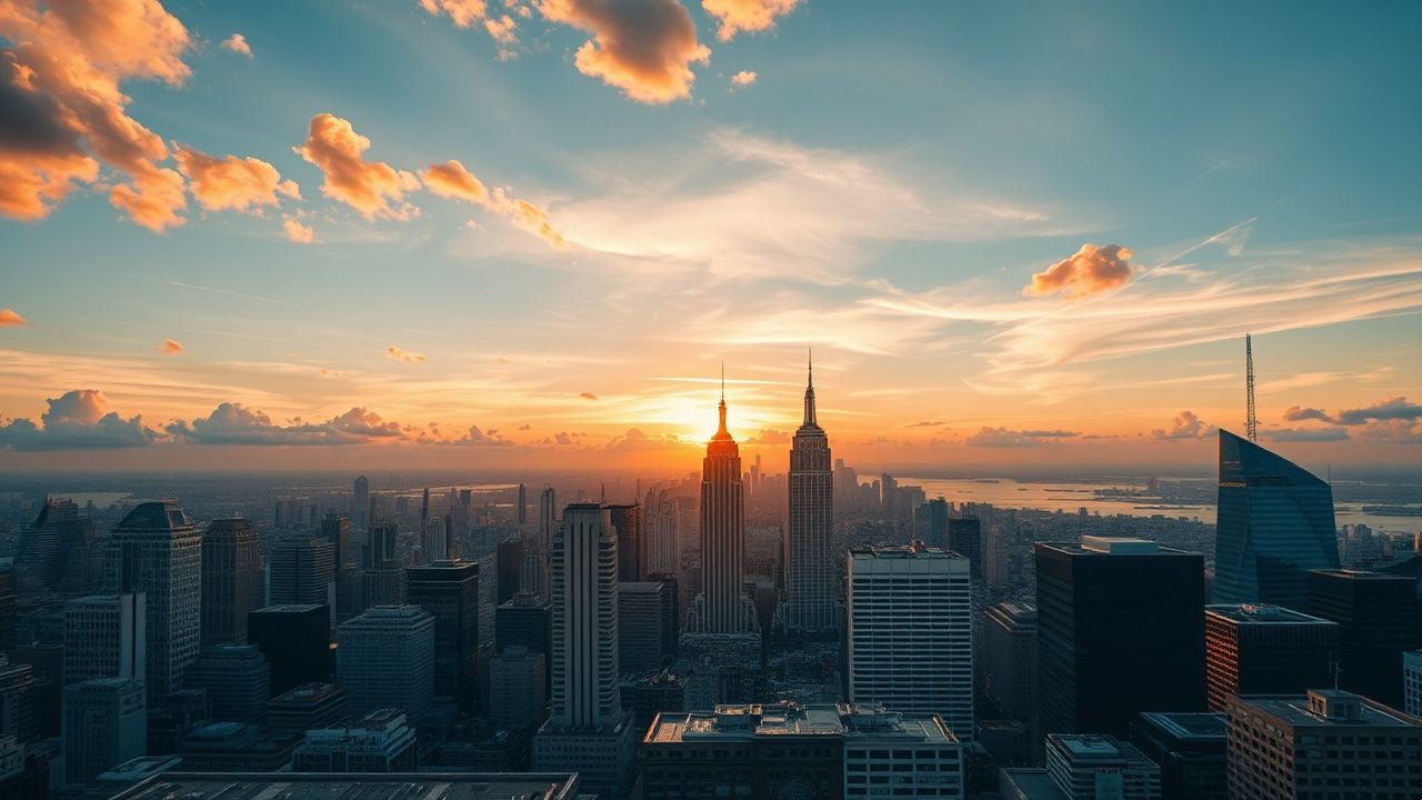 Stellar Rooftop Skyline Clouds Panorama