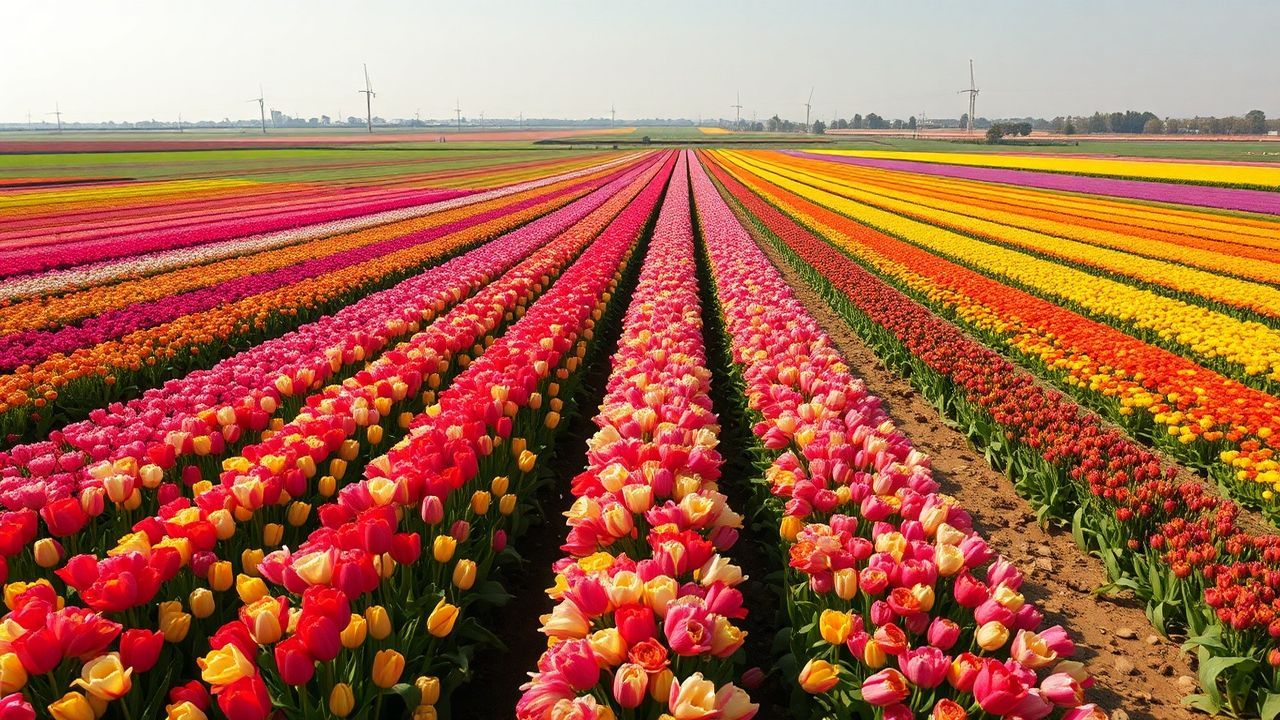 Dazzling Tulip Fields Netherlands from Above
