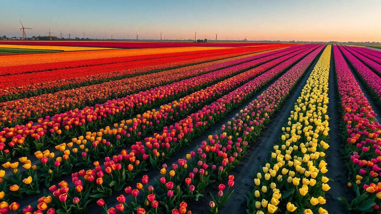 Sublime Tulip Fields Netherlands from Above