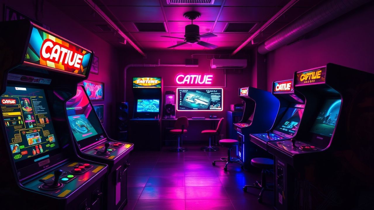 Awe-Inspiring Arcade Cabinet Glow Neon Dreams