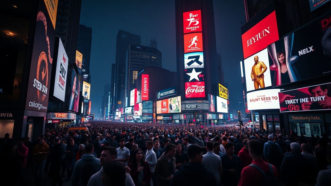 Dramatic Times Square Billboards by Night