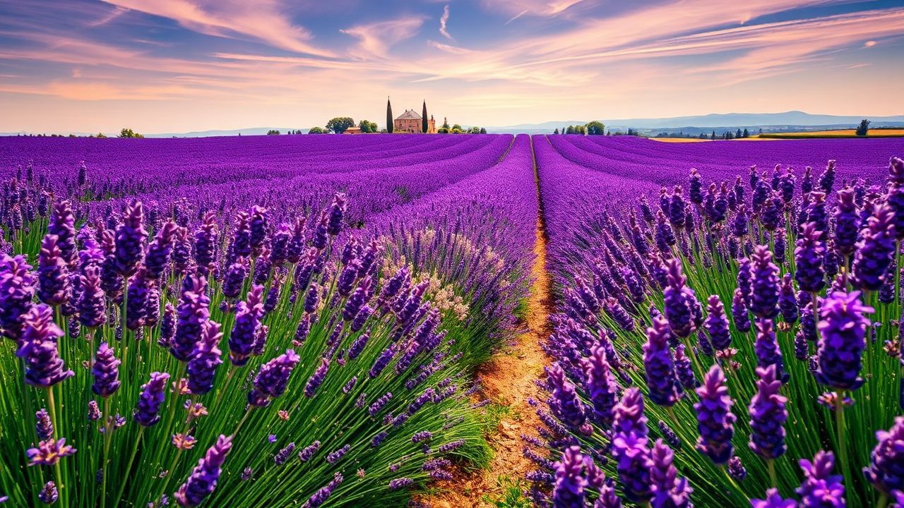 Pristine Provence Lavender Farmhouse in Summer