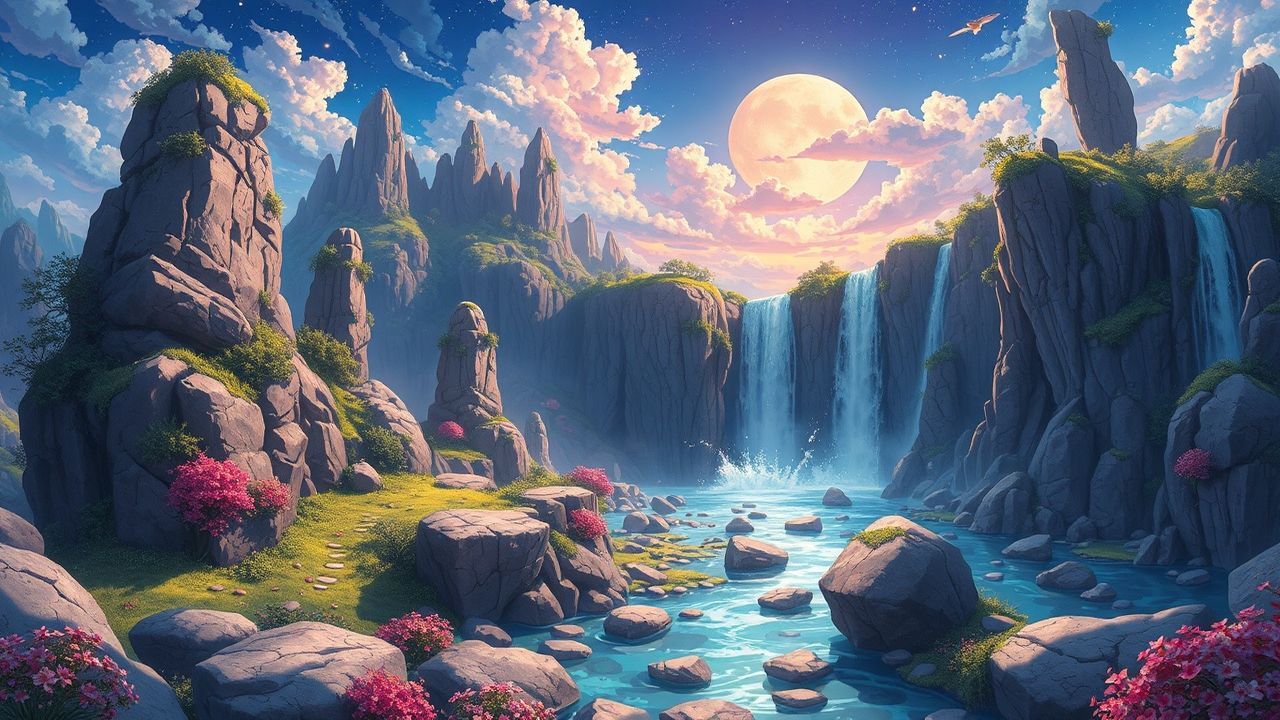 Captivating Fantasy Landscape Floating Magic