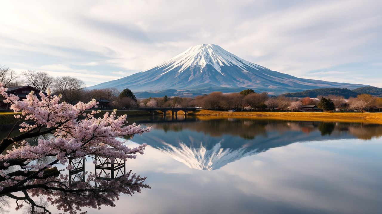 Dramatic Mt. Fuji Cherry Blossoms in Spring