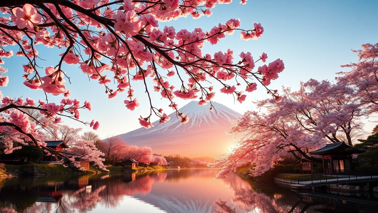 Arcane Mt. Fuji Cherry Blossoms in Spring