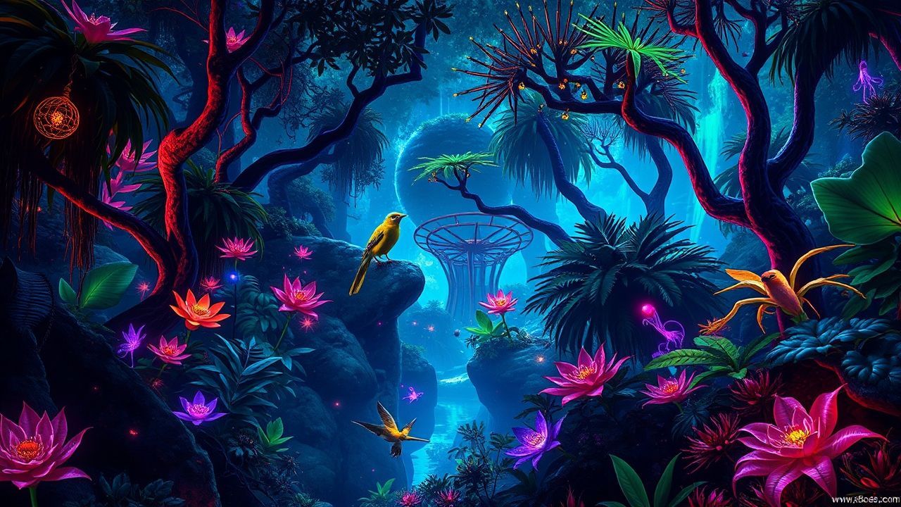 Celestial Alien Jungle Bioluminescent