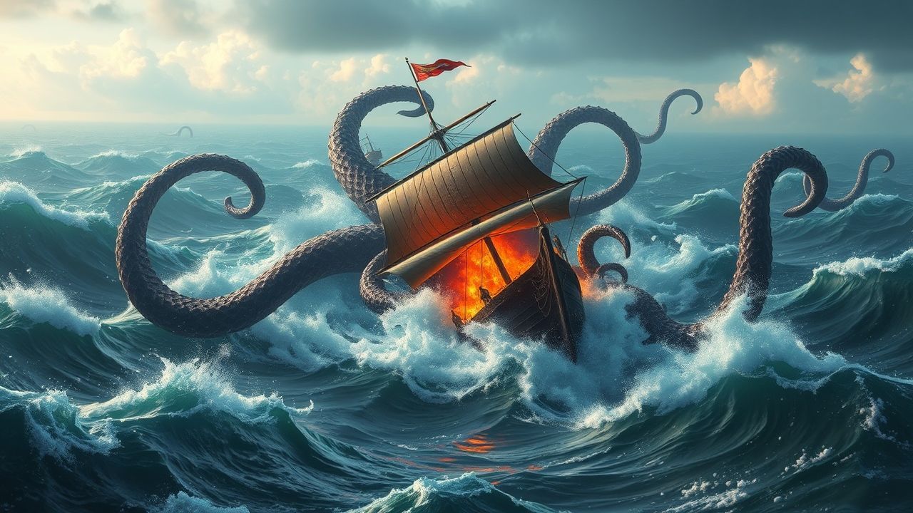 Alluring Kraken Attacking Ship Storm