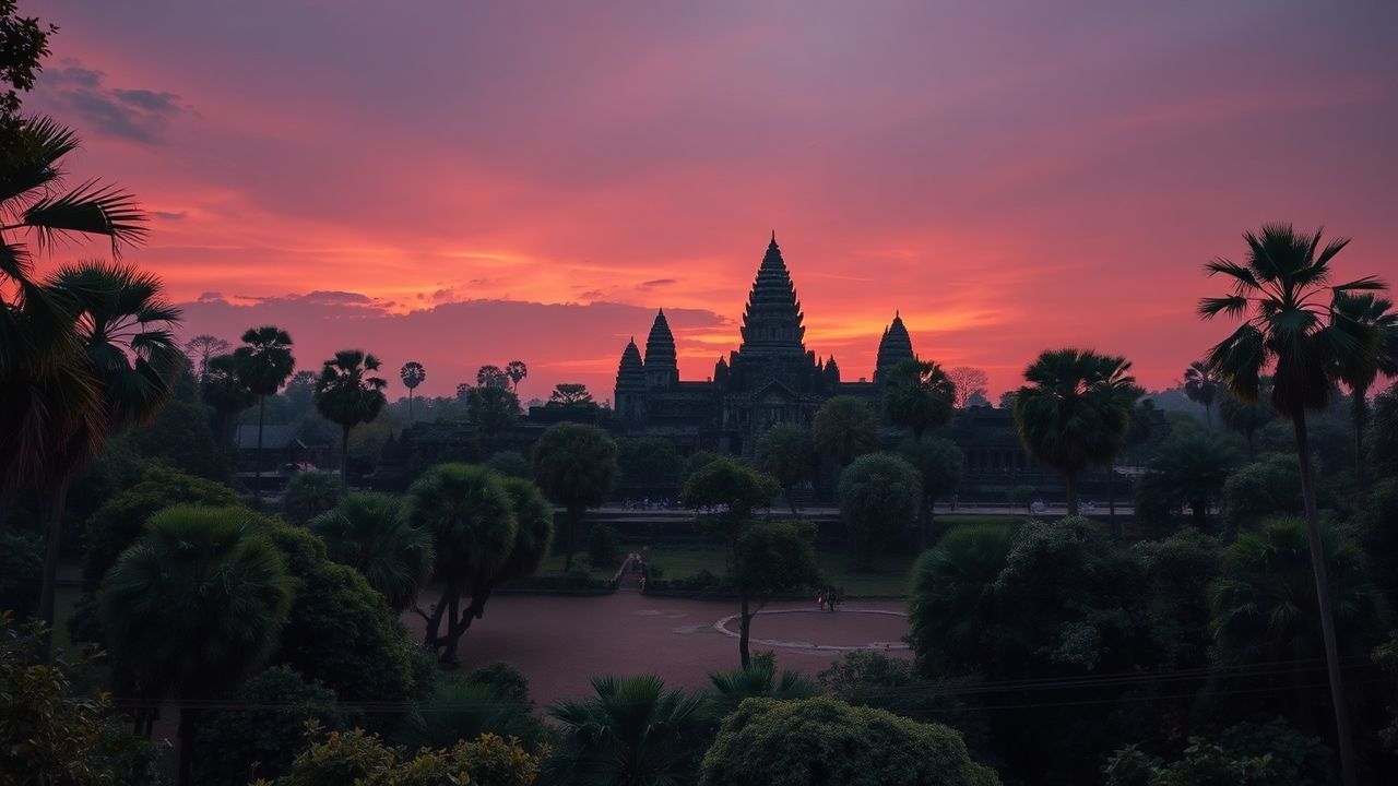 Ethereal Angkor Wat Wat Temple at Sunrise