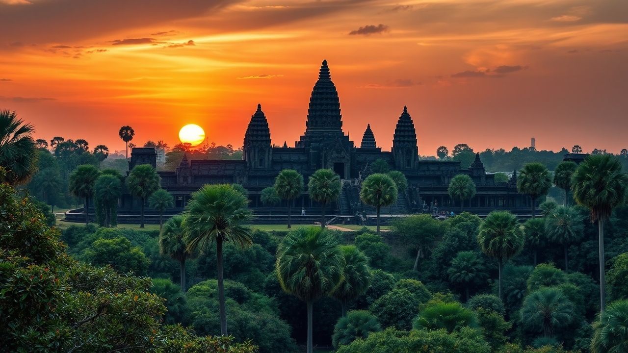 Stunning Angkor Wat Wat Temple at Sunrise