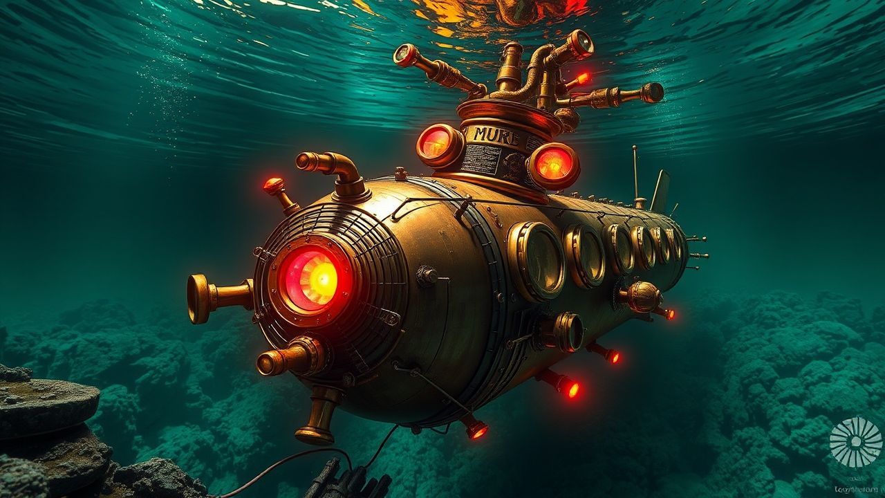 Luminous Nautilus Submarine Brass Depths