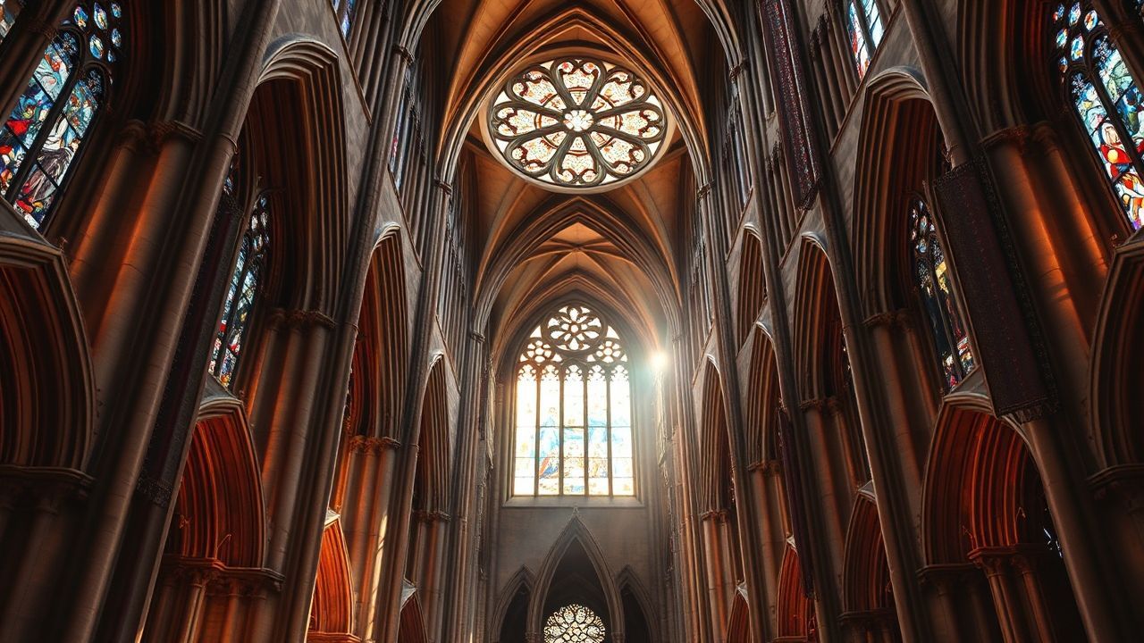 Lustrous Gothic Cathedral Buttresses Drama