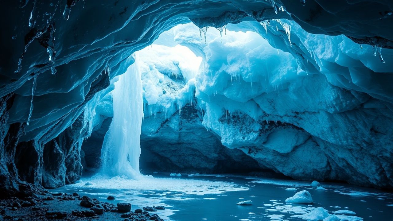 Delicate Ice Cave Interior Crystal