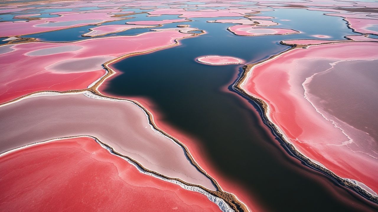 Dreamlike Salt Ponds Pink from Above