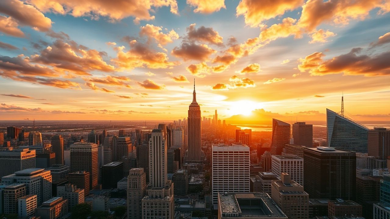 Glorious Rooftop Skyline Clouds Panorama