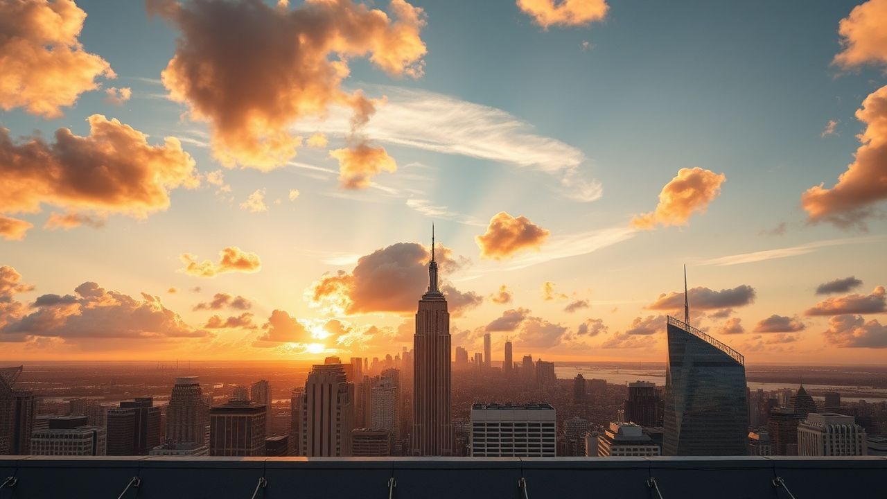 Resplendent Rooftop Skyline Clouds Panorama