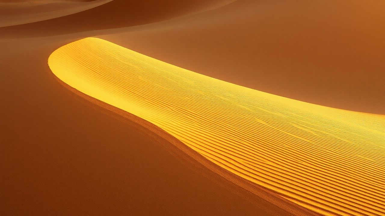 Infinite Sand Dune Curve in Golden Light