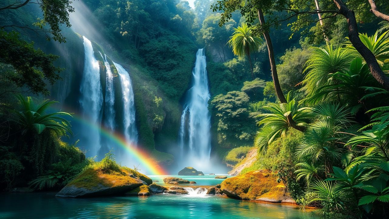 Captivating Jungle Waterfall Hidden in the Mist